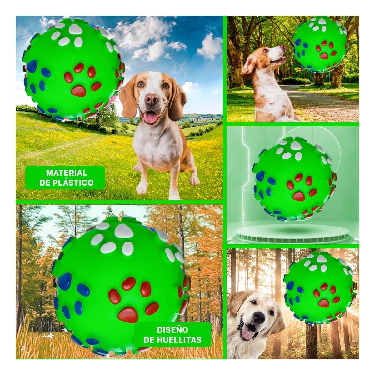ARTICULO CON HUELLITAS DE PLASTICO M COLOR VERDE PARA MASCOTAS - 5