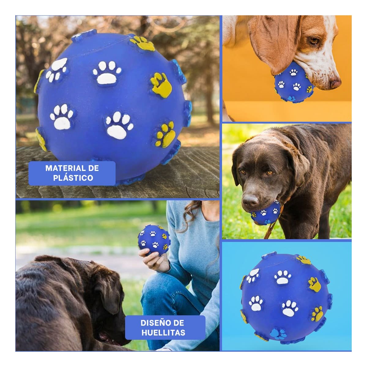 PELOTA AZUL CON HUELLITAS DE PLASTICO M PARA PERRO JUGUETE RESISTENTE - 5