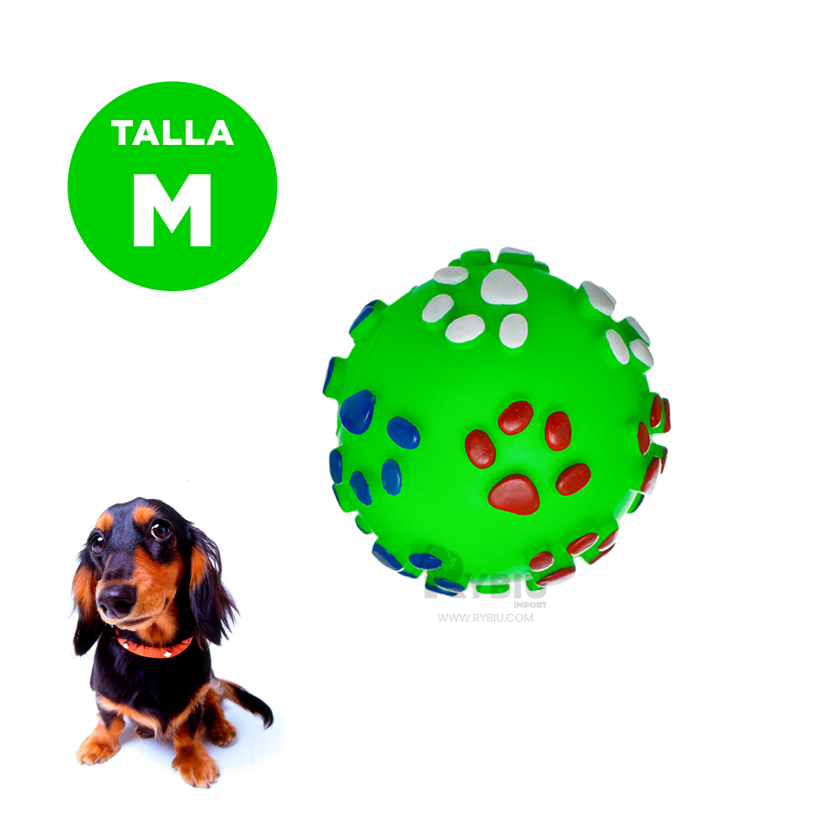 PELOTA PERROS MA31248 RYBIU INTERACTIVA Y RECHINABLE PET EN VERDE +AGENDITA - 5