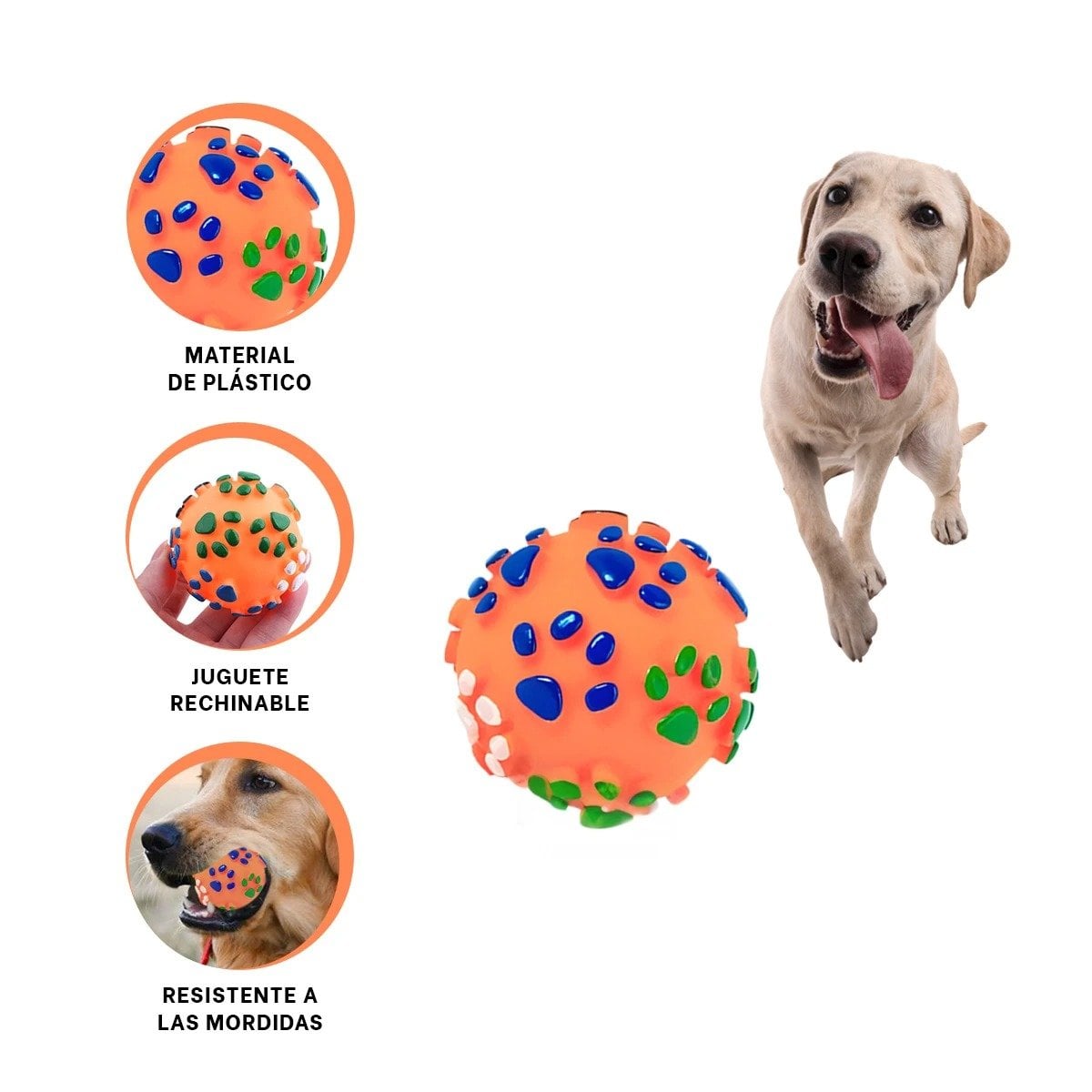 ARTICULO CON HUELLITAS DE PLASTICO M COLOR NARANJA PARA MASCOTAS - 3