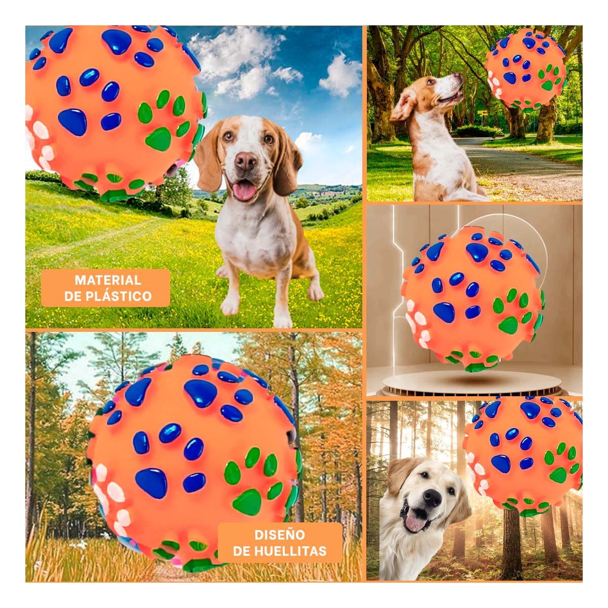 ARTICULO CON HUELLITAS DE PLASTICO M COLOR NARANJA PARA MASCOTAS - 5