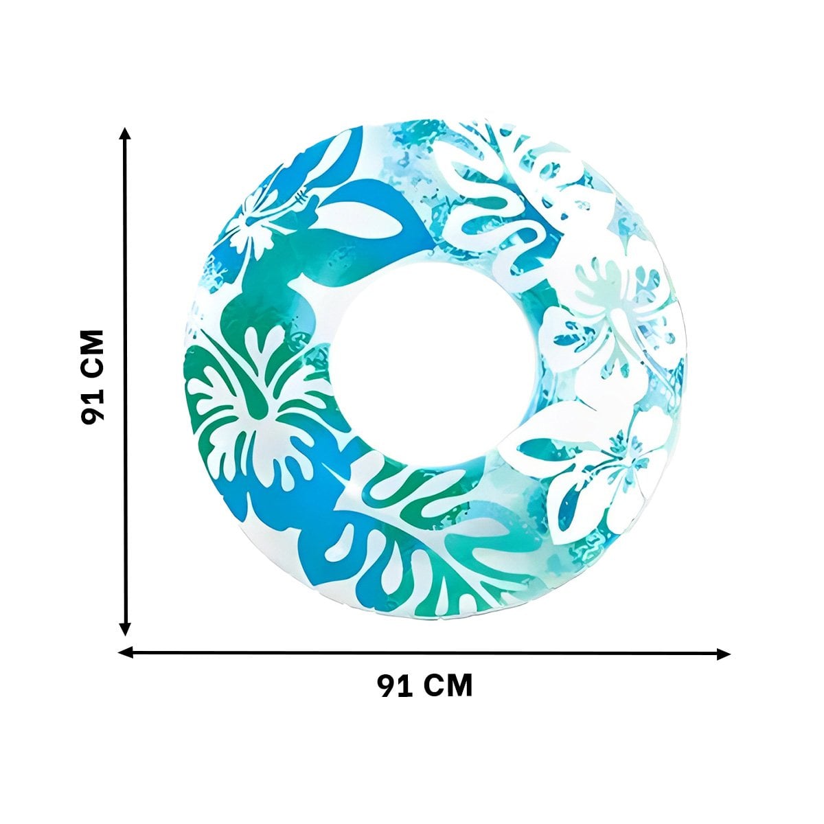 ARO INFLABLE CELESTE DE 91 CM CON DISENO NATURAL DE ALGAS Y FLORES Y+PAPEL REGALO - 4