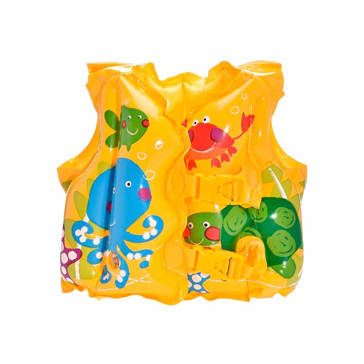 CHALECO SALVAVIDAS INFANTIL CON DISENO TROPICAL PARA JUEGOS EN PISCINA Y+REGALO STICKER - 3