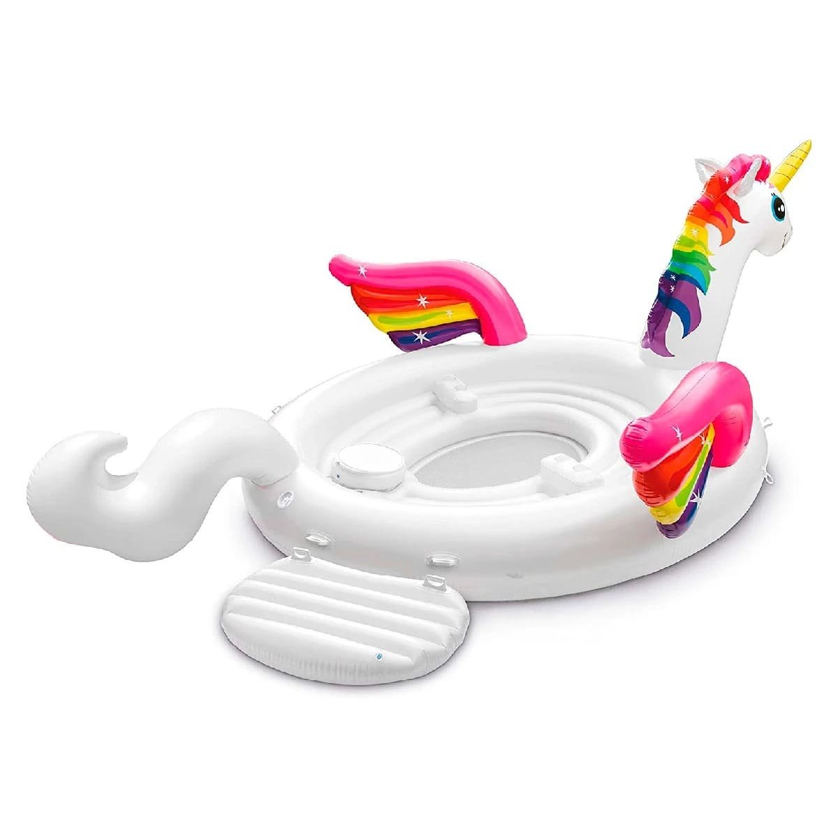 BALSA RECREATIVA INFLABLE UNICORNIO 57266EU PARA PASEOS FAMILIARES EN PISCINA Y+PAPEL REGALO - 1