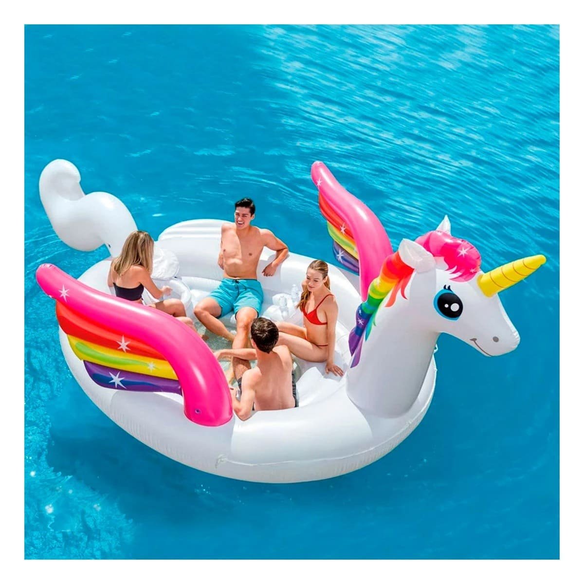 BALSA RECREATIVA INFLABLE UNICORNIO 57266EU PARA PASEOS FAMILIARES EN PISCINA Y+PAPEL REGALO - 2