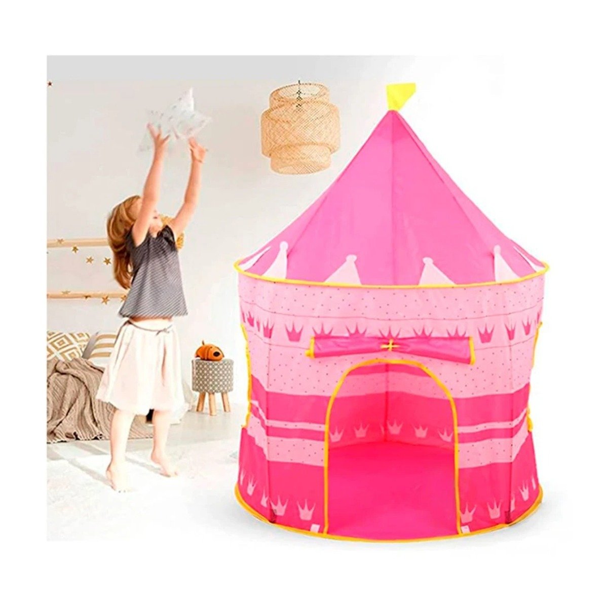 TIENDA COMPACTA DE NIÑA DE CAMPO MG-LZ801 ROSADO PARA CAMPING Y JUEGOS EN JARDIN - 1