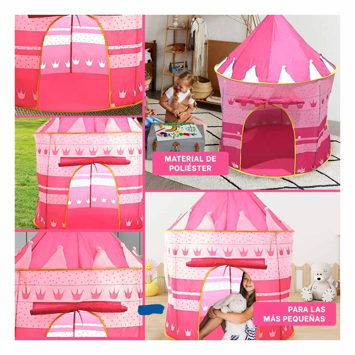 TIENDA COMPACTA DE NIÑA DE CAMPO MG-LZ801 ROSADO PARA CAMPING Y JUEGOS EN JARDIN - 5