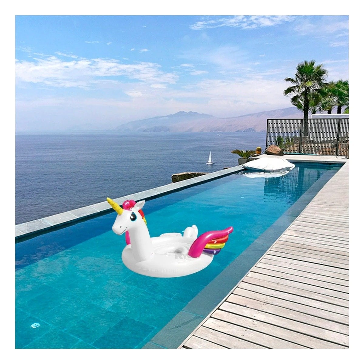 BOTE ACUATICO INFLABLE PARA JUEGOS FAMILIARES CON FORMA DE UNICORNIO - 1