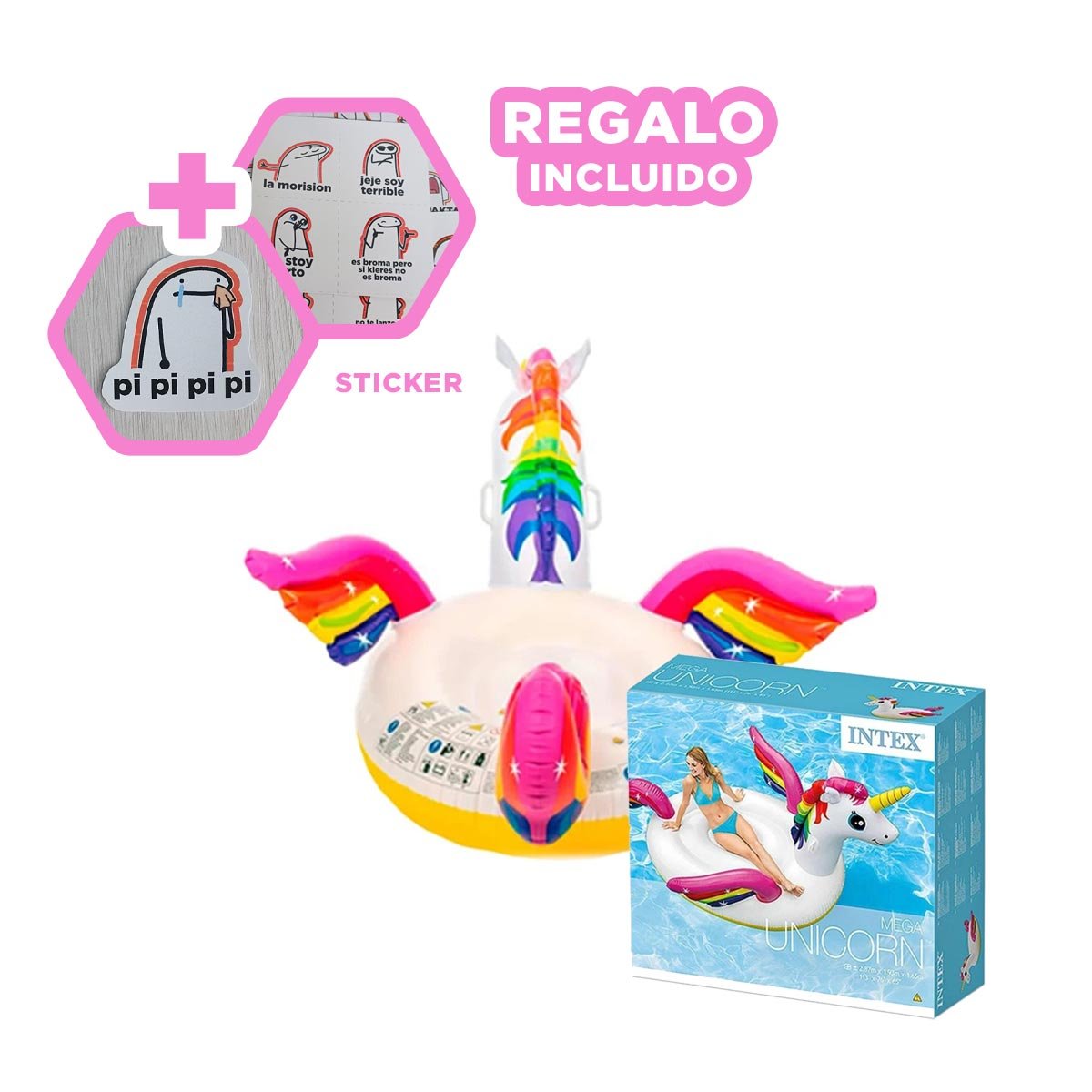 RECURSO ACUATICO RECREATIVO CON DISENO DE UNICORNIO PARA VERANO Y+REGALO STICKER - 1