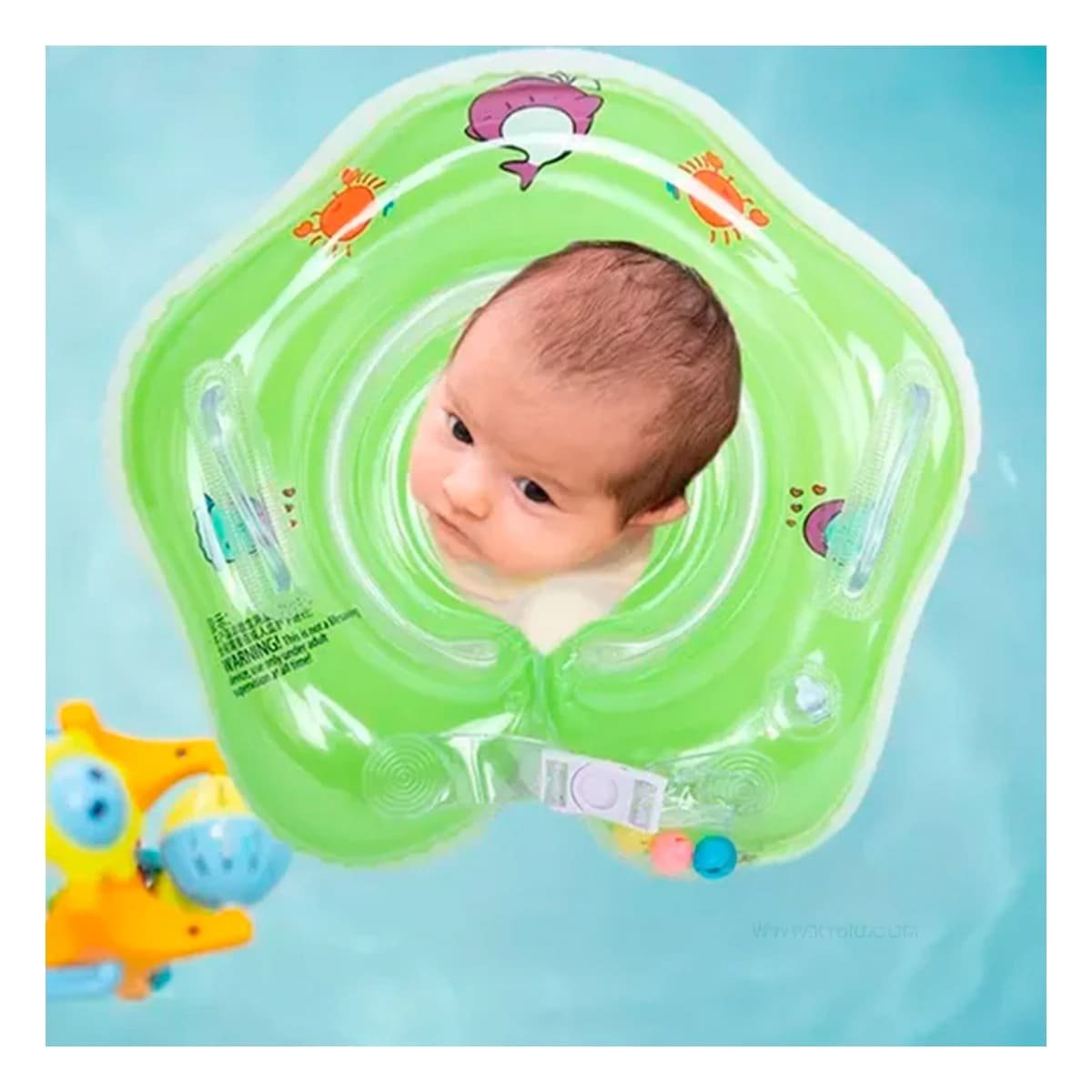 FLOTADOR CIRCULAR VERDE CON CUELLO PARA BEBE 66 X 44 CM PARA AGUA Y+REGALO STICKER - 2