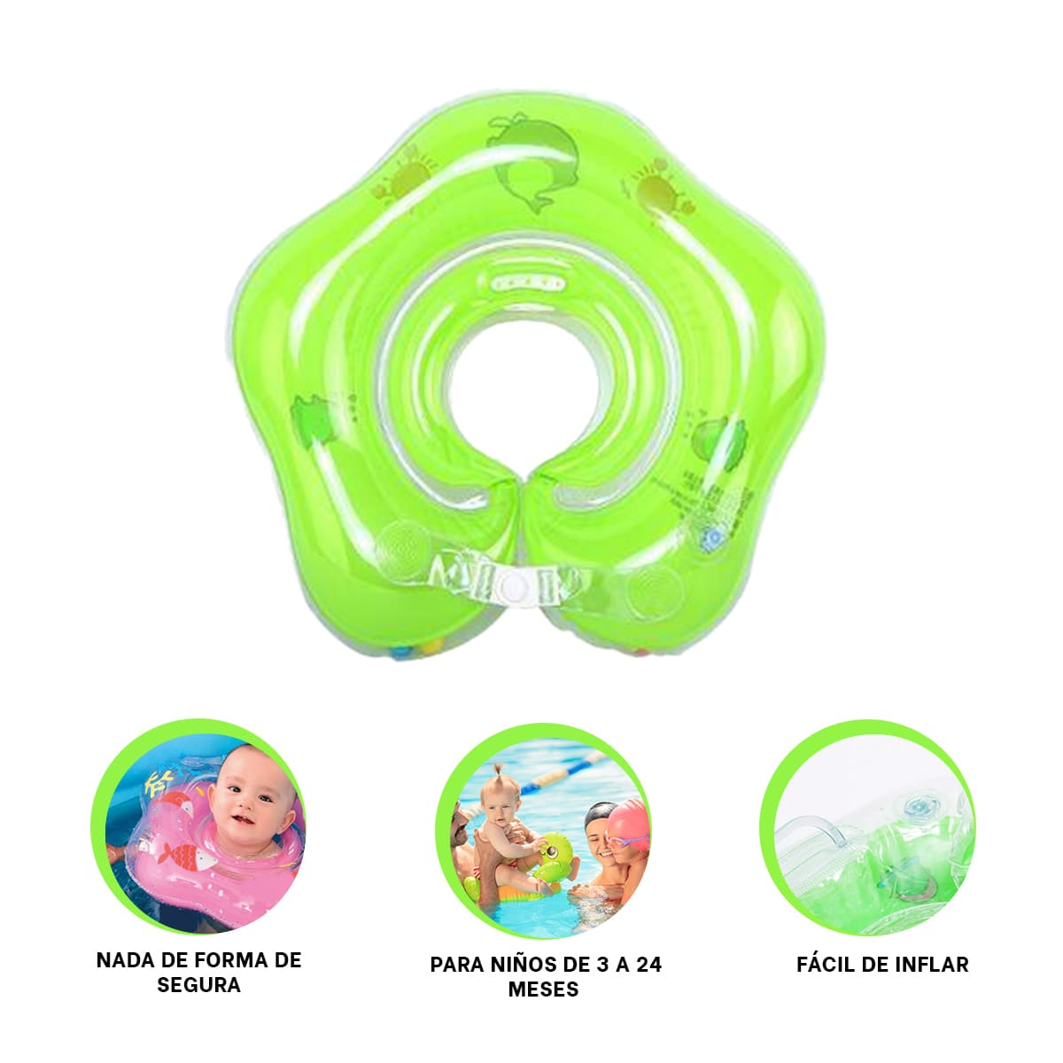 FLOTADOR RYBIU ERGONOMICO PARA PEQUEÑOS TONO VERDE + AGENDITA - 3