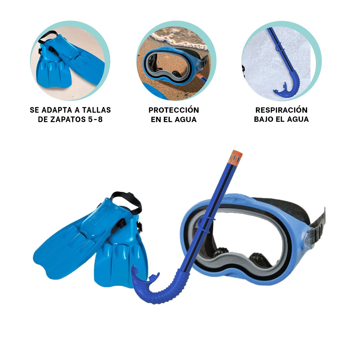 SET ACUÁTICOS BUCEO RYBIU 55952 Y MODERNOS AZUL - 3