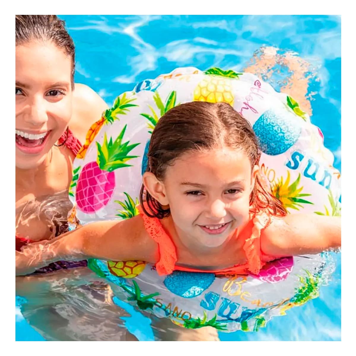 ARO FLOTANTE DE 61 CM CON GRAFICA DE PIÑA PARA JUEGOS EN AGUA Y+REGALO STICKER - 2