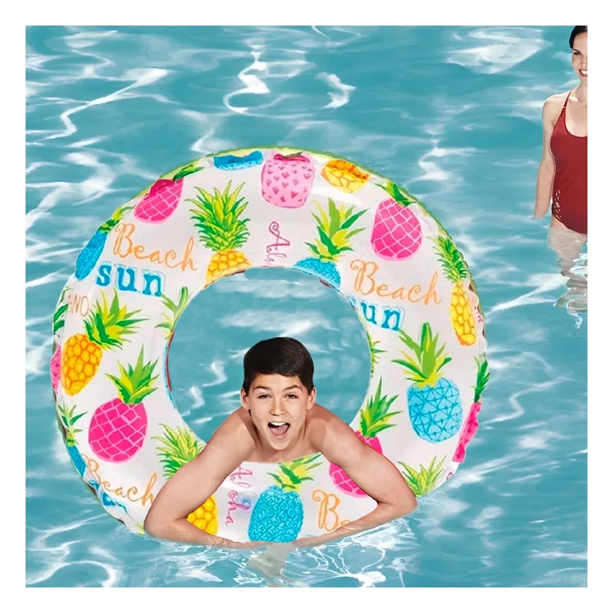 ARO FLOTANTE DE 61 CM CON GRAFICA DE PIÑA PARA JUEGOS EN AGUA Y+REGALO STICKER - 5