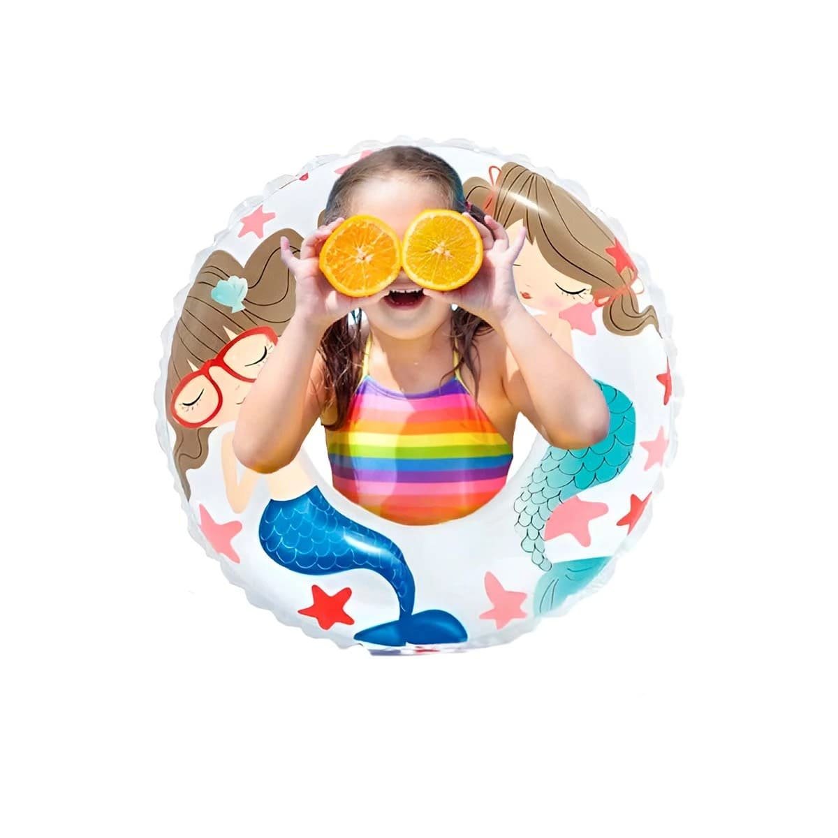 RUEDA INFLABLE BLANCA DE 61 CM CON ESTILO SIRENA PARA PISCINA EN CASA Y+REGALO STICKER - 3