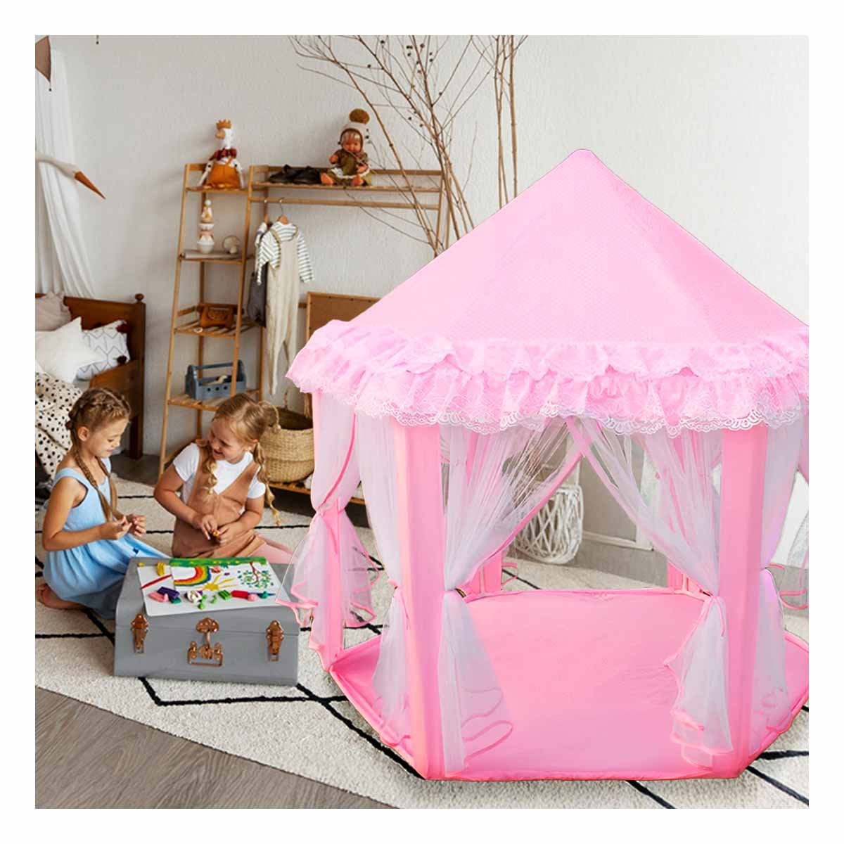 TIENDA COMPACTA DE NIÑA DE CAMPO DE TUL MG-H812 ROSADO PARA CAMPING - 2