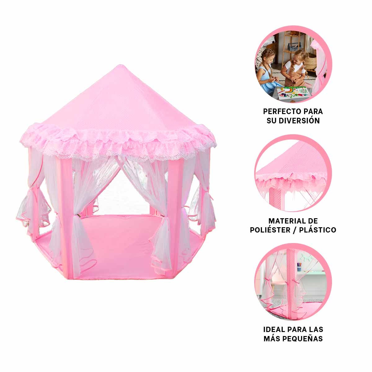 TIENDA COMPACTA DE NIÑA DE CAMPO DE TUL MG-H812 ROSADO PARA CAMPING - 3