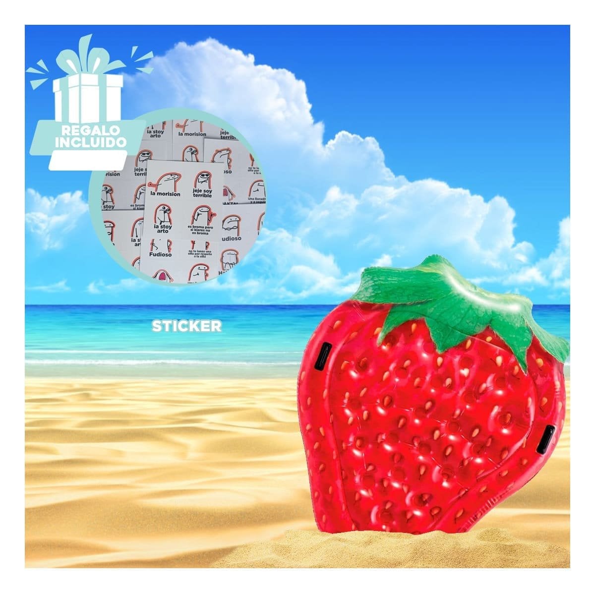 FLOTADOR ACUATICO ISLA DE FRESAS 137 X 132 CM PARA PISCINA INFANTIL Y+REGALO STICKER - 1