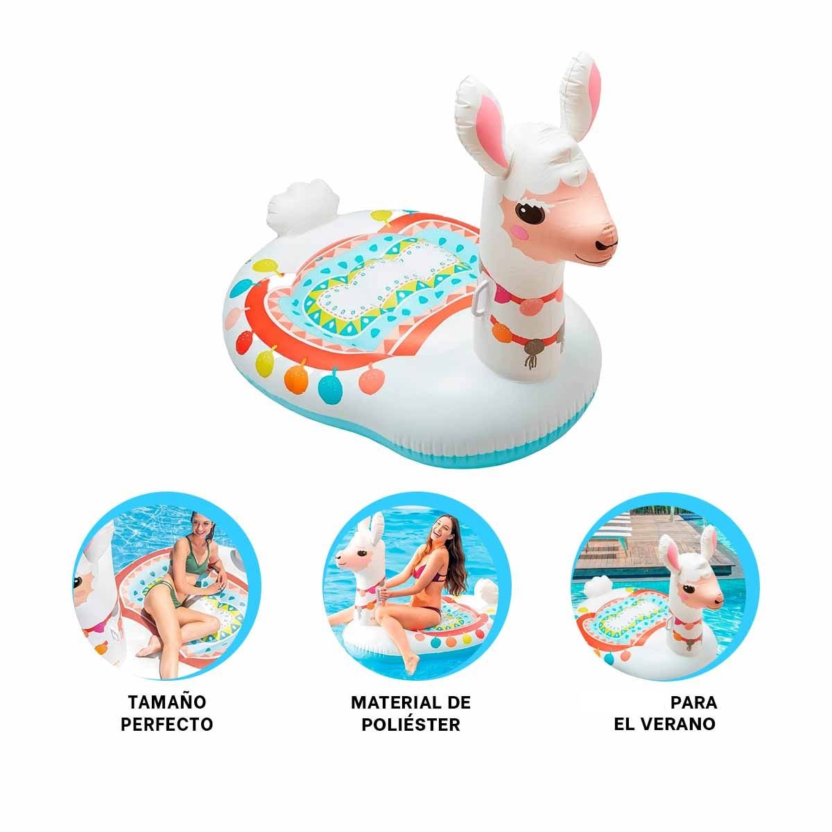 FLOTADOR LLAMA 94 X 135 X 112 CM DIVERTIDO Y SEGURO PARA PISCINA - 3