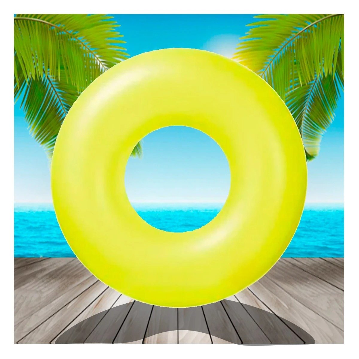 FLOTADOR INFLABLE NEON AMARILLO 91 CM PARA JUEGOS EN AGUA Y+PAPEL REGALO - 2