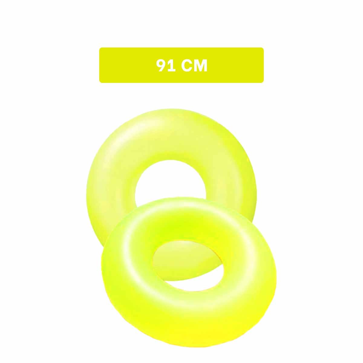 FLOTADOR INFLABLE NEON AMARILLO 91 CM PARA JUEGOS EN AGUA Y+PAPEL REGALO - 4