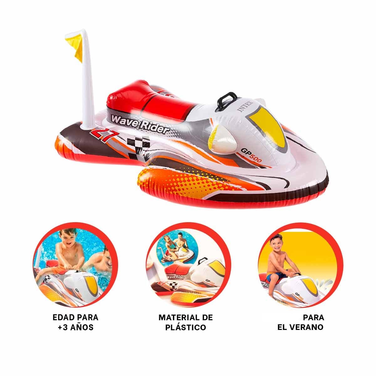 FLOTADOR MOTO 117 X 77 CM DIVERTIDO Y SEGURO PARA PISCINA Y PLAYA - 3