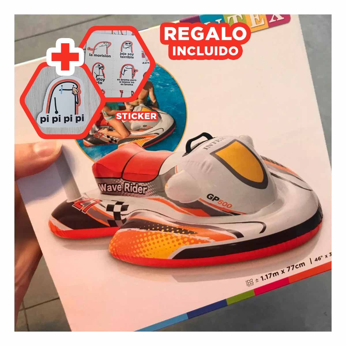 FLOTADOR ACUATICO MOTO 117 X 77 CM PARA PISCINA INFANTIL Y+REGALO STICKER - 1