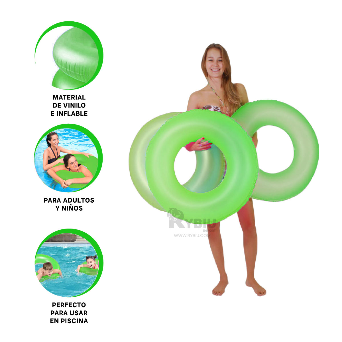 FLOTADOR DE GRAN DISEÑO 91CM EN VERDE NEON Y+REGALO AGENDITA - 3