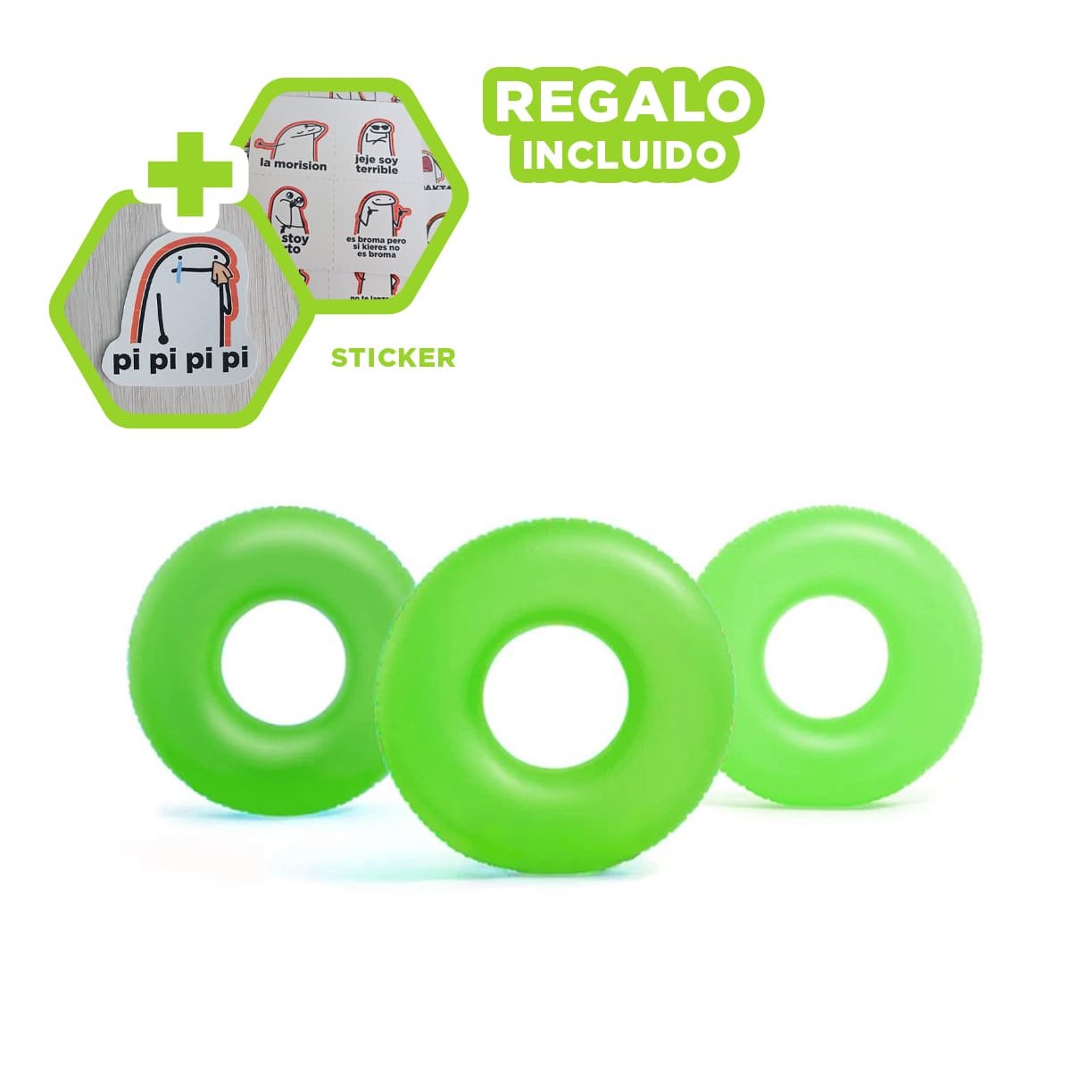 FLOTANTE DIVERTIDO NEON VERDE 91 CM COLORIDO PARA AGUA Y+REGALO STICKER - 1