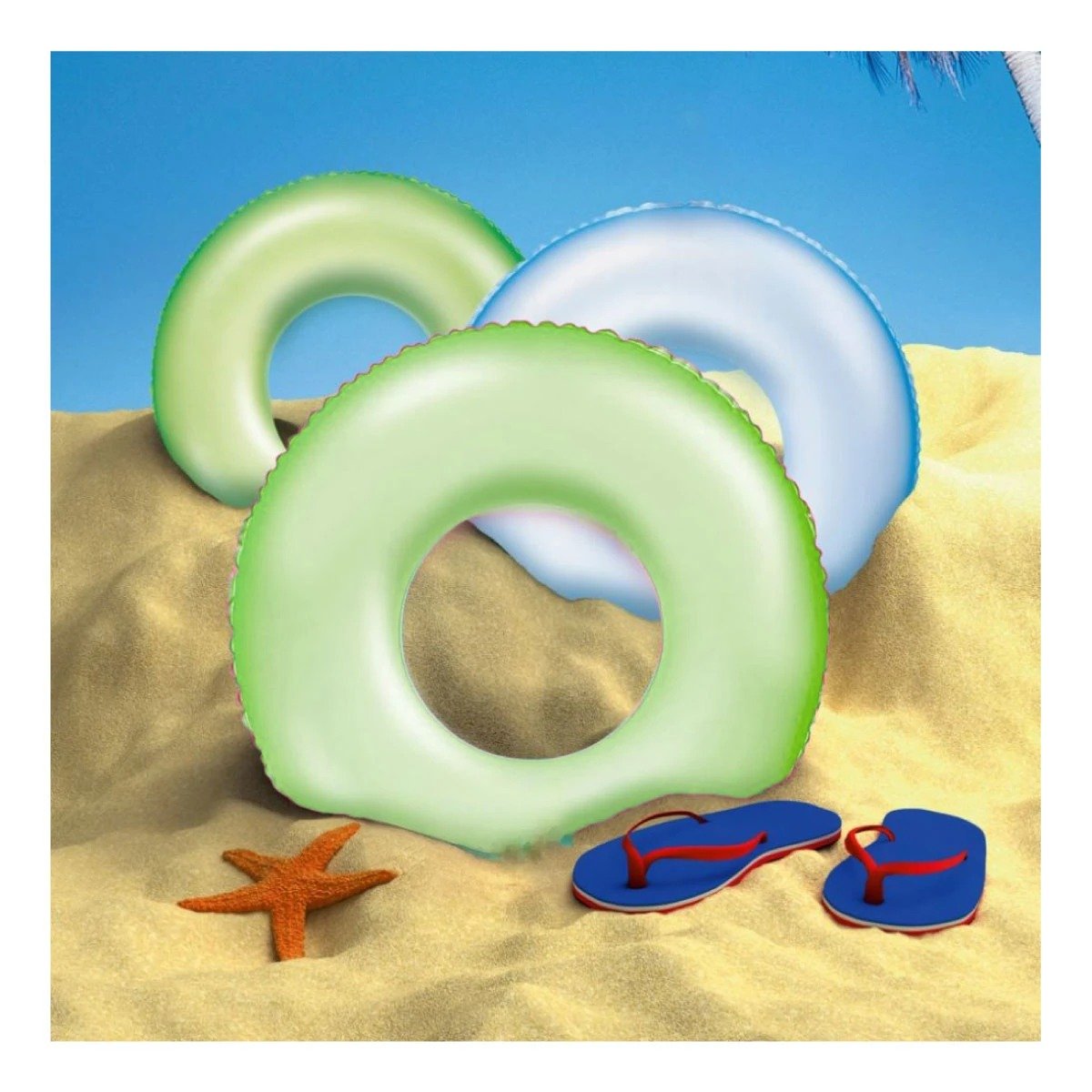 FLOTANTE INFLABLE NEON VERDE 91 CM LIGERO PARA NIÑOS - 2
