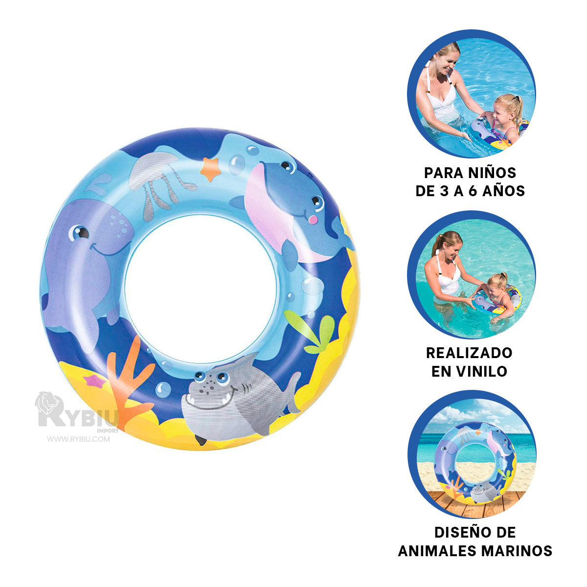 FLOTADOR RYBIU DE CALIDAD AZUL MOD.36113 + REGALO AGENDITA - 4