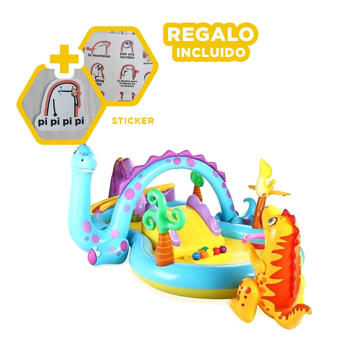 ZONA INFANTIL INTEX 57135NP 333X229X112 CM DINOSAURIO PARA JUEGOS RECREATIVOS Y+REGALO STICKER - 1