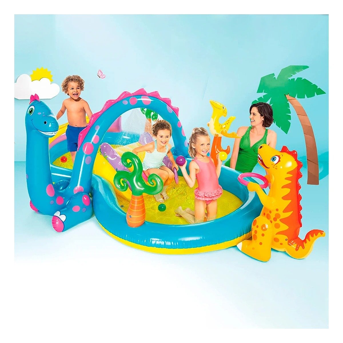ZONA INFANTIL INTEX 57135NP 333X229X112 CM DINOSAURIO PARA JUEGOS RECREATIVOS Y+REGALO STICKER - 5
