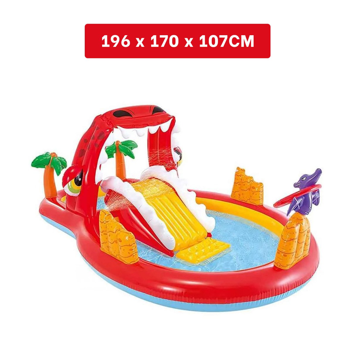 DIVERSIÓN INFLABLE HAPPY DINO MOD. 57163NP 196X170X107 CM INTEX HOGAR SEGURO Y+PAPEL REGALO - 4
