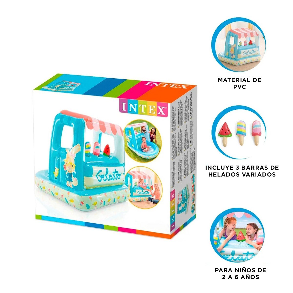 JUEGO INFLABLE HELADERÍA CON 3 HELADOS MOD 48672NP 102X127X99 CM INTEX PARA PATIO - 3