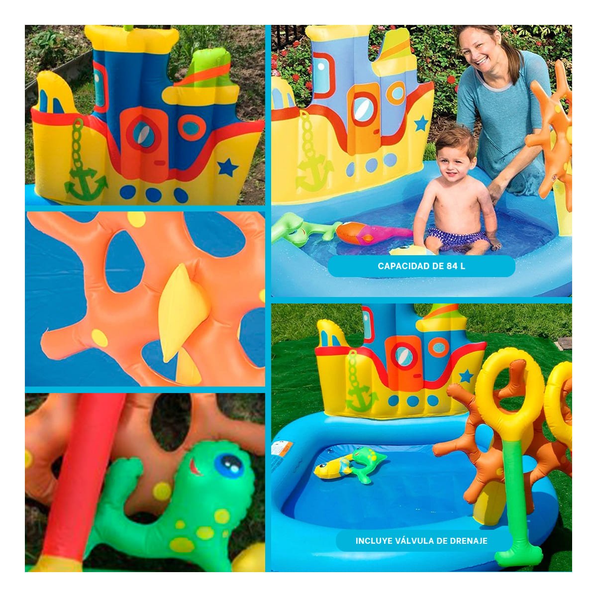 JUEGO INFLABLE REMOLCADOR MOD. 52211 147X147 X 122 CM BESTWAY PARA PATIO - 5
