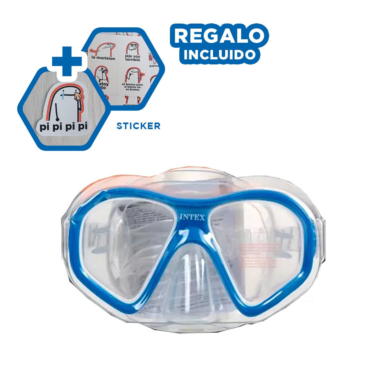 LENTES BUCEO RYBIU 55977 PROTECTORES INFANTIL AZUL + REGALO STICKERS - 1