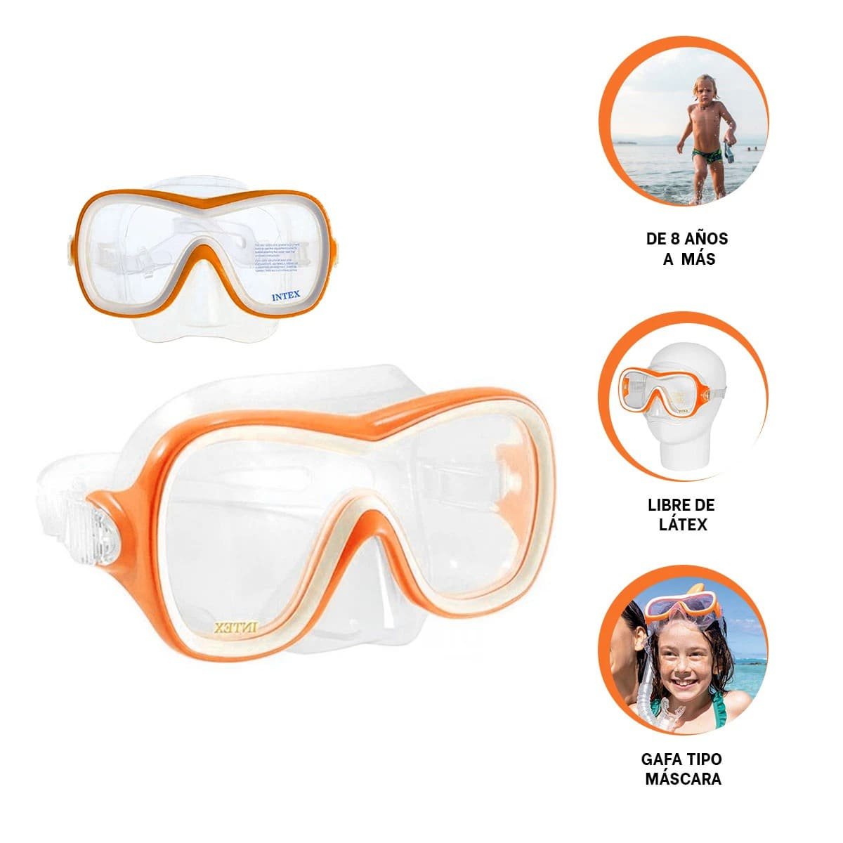 LENTES BUCEO RYBIU 55978 PRINCIPIANTES ANARANJADO - 3