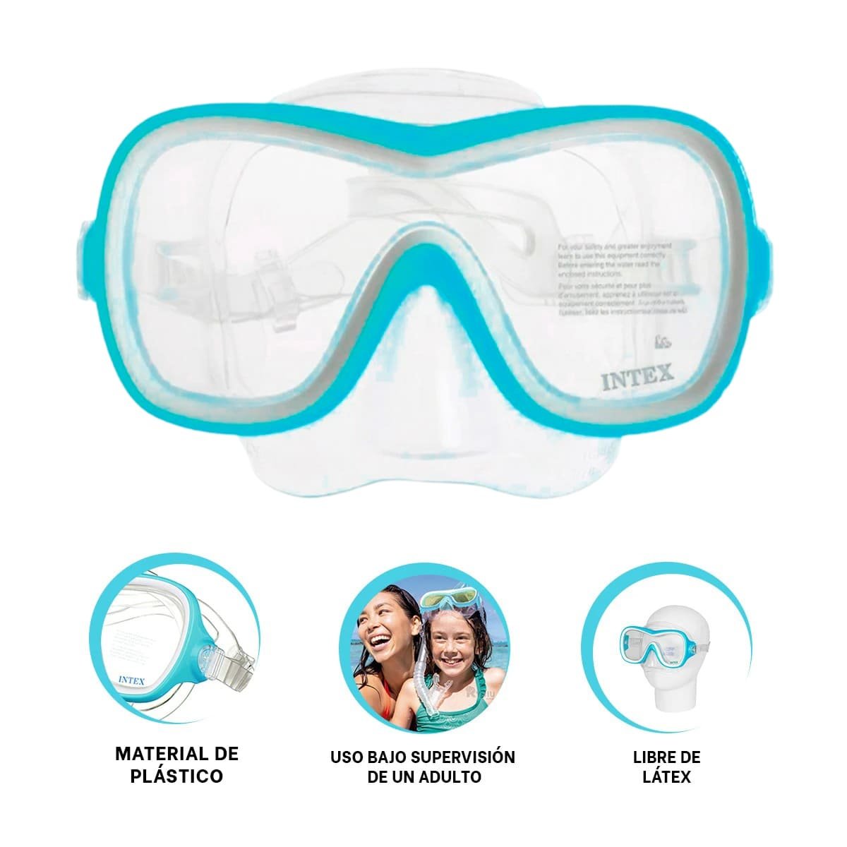 LENTES BUCEO RYBIU 55978 PRINCIPIANTES CELESTE - 3