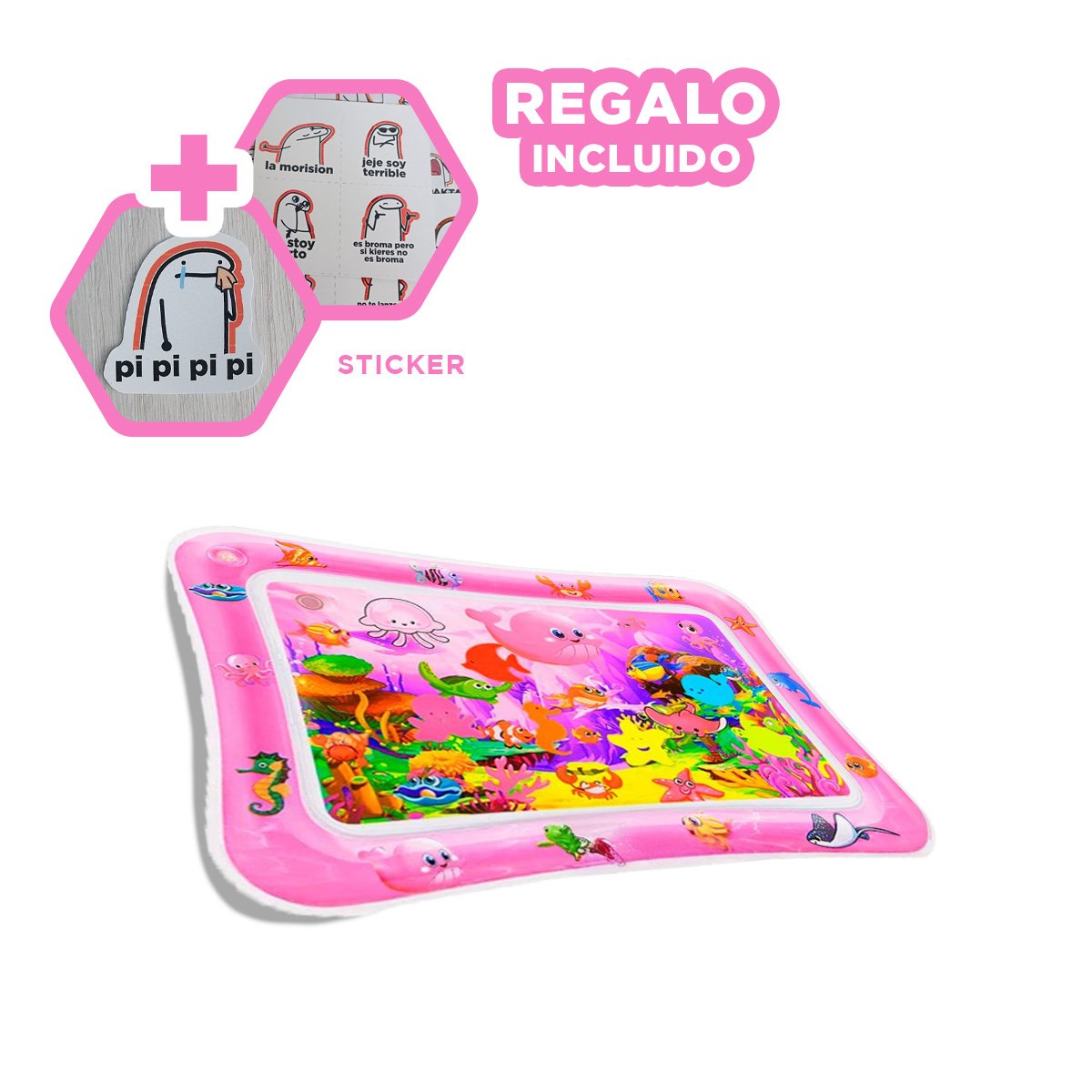 ZONA INFLABLE CON AGUA PARA BEBES ROSADO PARA ESTIMULACION SENSORIAL Y+REGALO STICKER - 1
