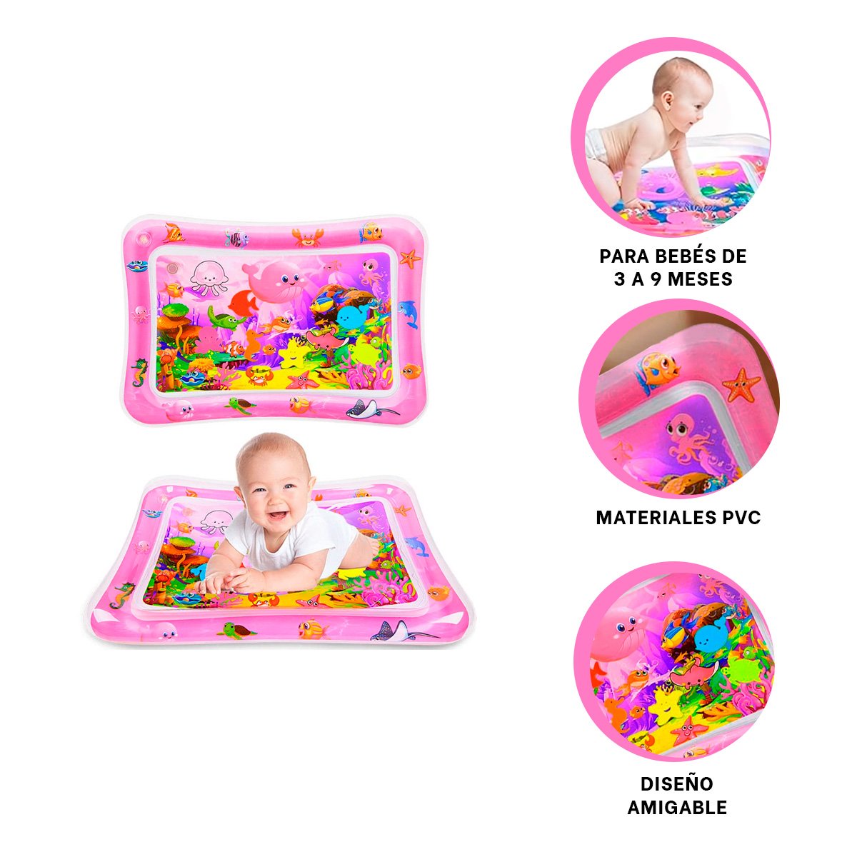 INFLABLE RYBIU AGUA BEBÉS COLOR ROSADO PISCINA PILETA 8 X 50 CM - 3