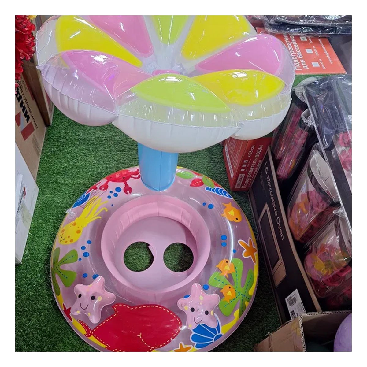 COLCHONETA FLOR ROSADO COLORIDA Y COMODA PARA PISCINA INFANTIL Y+PAPEL REGALO - 5