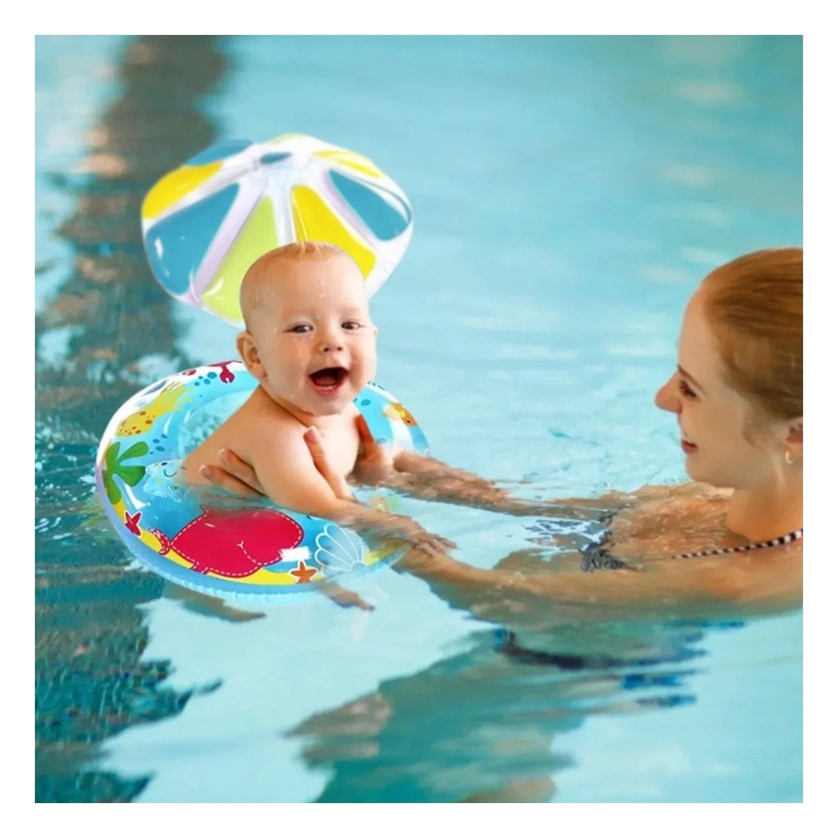 COLCHONETA FLOR CELESTE DIVERTIDA Y RESISTENTE PARA PISCINA Y+REGALO STICKER - 5