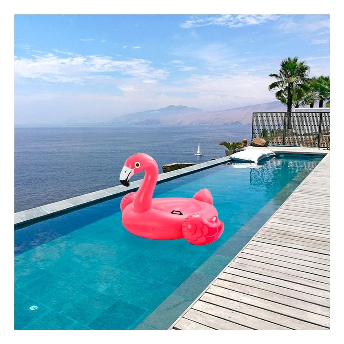 FLOTADOR ACUATICO FLAMENCO ROSADO 218 X 211 X 136 CM PARA PISCINA INFANTIL Y+REGALO STICKER - 2