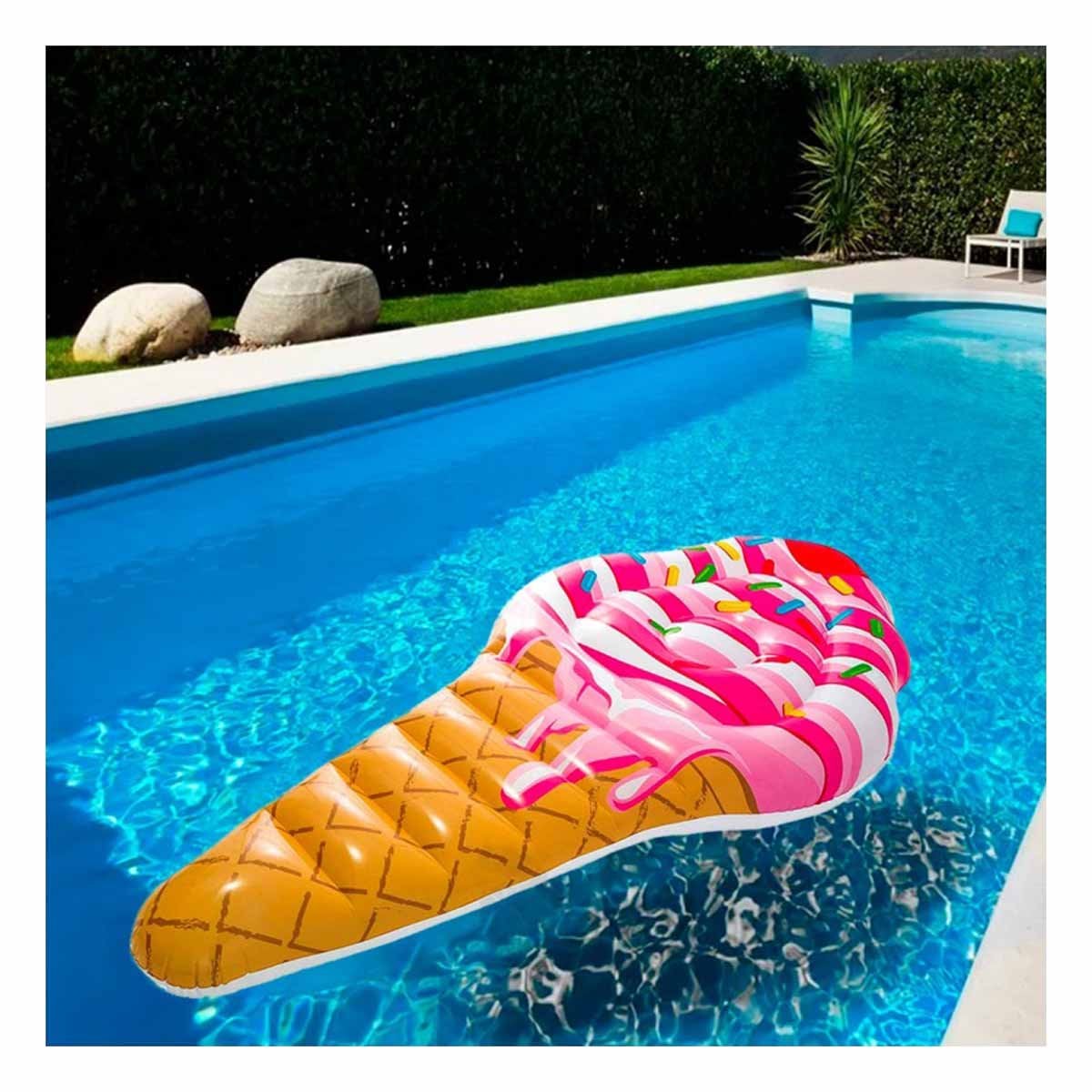 FLOTADOR INFLABLE EN FORMA DE HELADO 107 X 224 CM PARA JUEGOS EN AGUA Y+PAPEL REGALO - 2