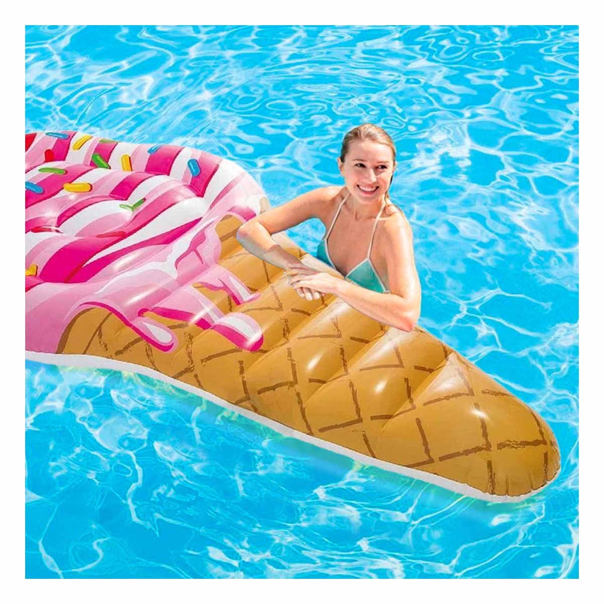 FLOTADOR INFLABLE EN FORMA DE HELADO 107 X 224 CM PARA JUEGOS EN AGUA Y+PAPEL REGALO - 3
