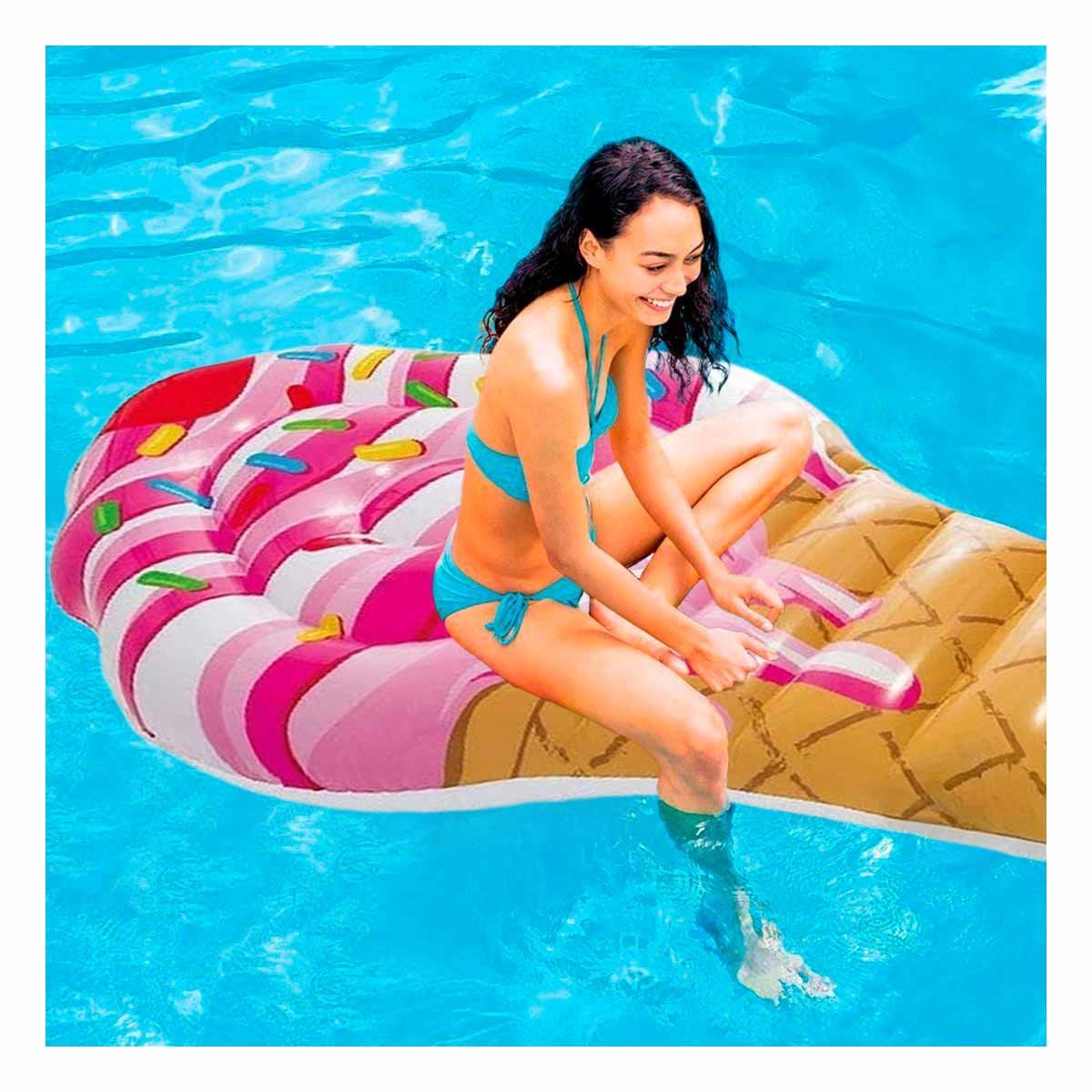 FLOTADOR INFLABLE EN FORMA DE HELADO 107 X 224 CM PARA JUEGOS EN AGUA Y+PAPEL REGALO - 5