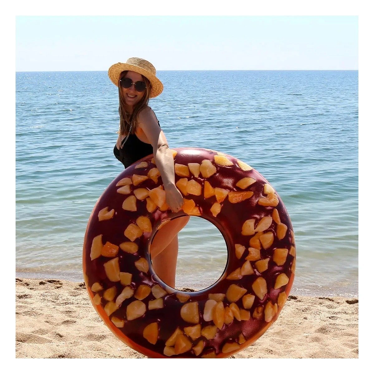 FLOTADOR INFLABLE DONAL CHOCOLATE 114 CM COLORIDO PARA JUEGOS EN AGUA Y+PAPEL REGALO - 2
