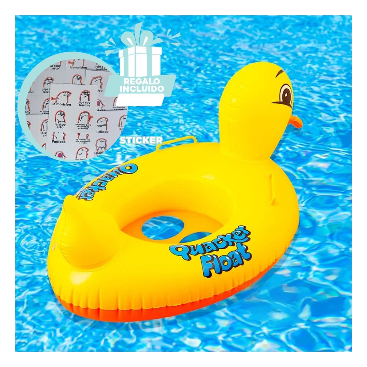 FLOTADOR ACUATICO PATO 31 X 24 CM PARA PISCINA INFANTIL Y+REGALO STICKER - 1