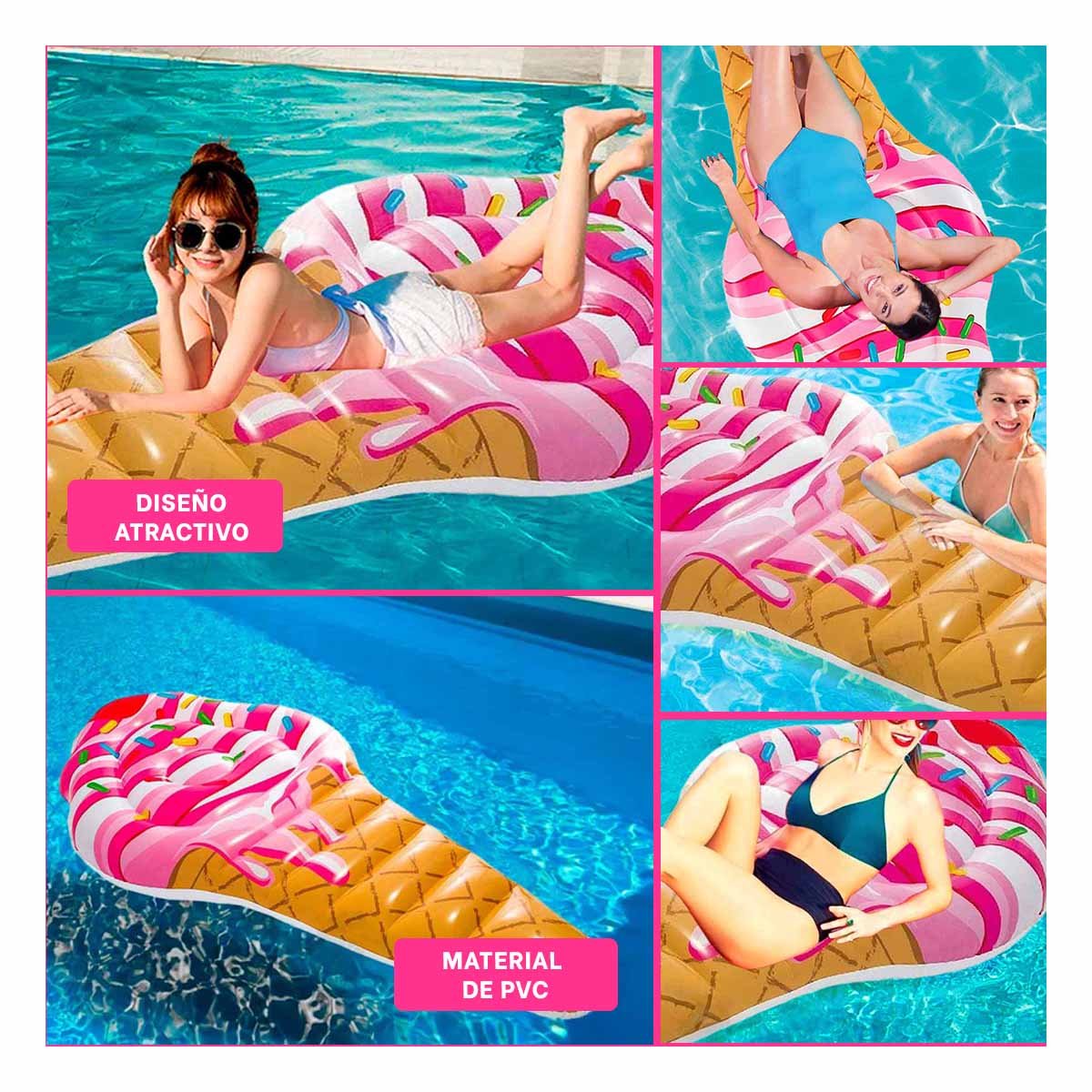 FLOTADOR EN FORMA DE HELADO 107 X 224 CM DIVERTIDO PARA PISCINA - 5